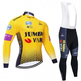 Completo Maglia ML + Pantaloncino con bretelle ML 2019 Team Jumbo-Visma N001